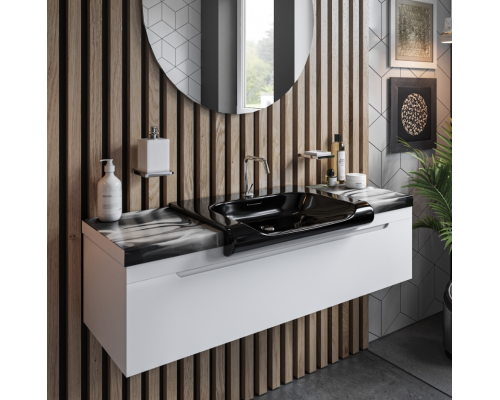 Kerasan Inka Project База INKA  подвесная 120см, для установки раковины 60х40 см, по центру, , панель исполнение Arte 2, цвет: белый глянцевый/черный глянцевый. 341734,  911102,  341104*1