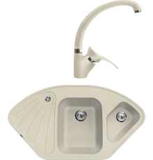 Комплект Мойка кухонная Lava A3.CRE crema + Смеситель SG01 CRE crema