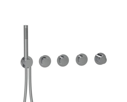 Almar Modular PUSH Смеситель для душа, встраиваемый, термостатический, на 3 потребителя с модулем ручного душа, цвет: оружейный металл брашированный PVD. E180434.GM