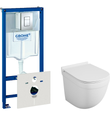 Комплект Унитаз подвесной Owl 1975 Eld TOWLT190101 безободковый + Инсталляция Grohe Rapid SL 38772001 3 в 1 с кнопкой смыва + Шумоизоляция 37131000