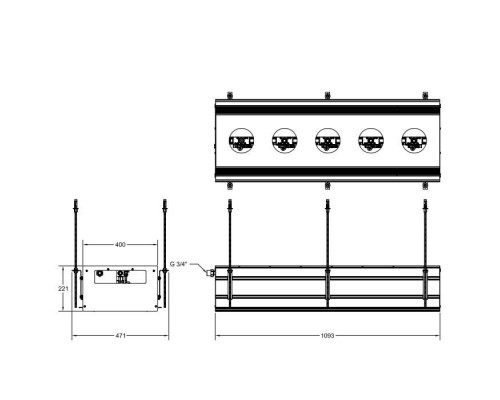 Gessi Binario Профиль линейный 1090 мм, для 5 модулей, установка Easy-Fix, цвет: Black XL. 61129#299