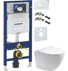 Комплект Унитаз подвесной AQUATEK Европа AQ1900-00 безободковый + Крепления Geberit Duofix 111.815.00.1 к стене + Шумоизоляция 156.050.00.1 + Инсталляция UP 320 111.300.00.5 + Кнопка Sigma 01 115.770.11.5 белая