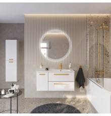 Мебель для ванной комнаты Cezares Eco Cer-N 100 R, bianco lucido, раковина Duet 100 R, ручки сатиновое золото