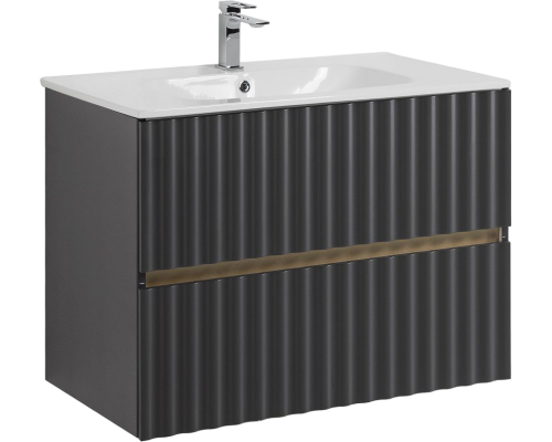 Тумба с раковиной Art Max Elegant 80 подвесная, серая матовая