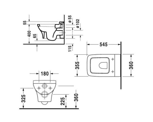 Duravit PuraVida Унитаз подвесной 54x35см, с креплением, цвет: белый глянец. 2219090000 Duravit PuraVida Унитаз подвесной 54x35см, с креплением, цвет: белый глянец. 2219090000