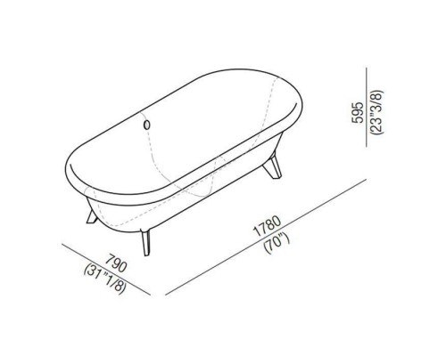 Agape Ottocento Small Ванна отдельностоящая 155x77.5x58 см, слив-перелив нержавеющая сталь, цвет: белый. AVAS0967ZZBR