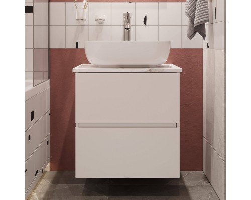 Тумба с раковиной STWORKI Колдинг 60 белая, с раковиной 50 Square, столешница белая сатиновая Тумба с раковиной STWORKI Колдинг 60 белая, с раковиной 50 Square, столешница белая сатиновая