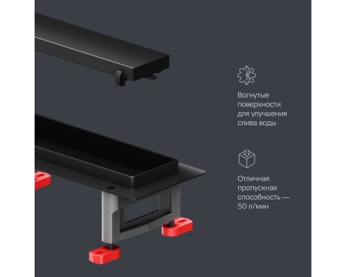 W01SC-U11-070-04BM Трап для душа линейный, универсальный затвор Tile, 70 см