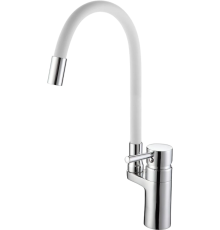 Смеситель для кухни D-lin D157315-3 с гибким изливом, хром, белый