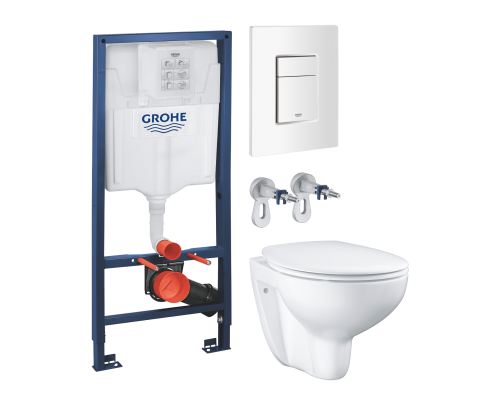 Комплект Унитаз подвесной Grohe Bau Ceramic 39351000 безободковый, альпин-белый + Инсталляция Rapid SL 38772SH0 3 в 1 с панелью смыва Комплект Унитаз подвесной Grohe Bau Ceramic 39351000 безободковый, альпин-белый + Инсталляция Rapid SL 38772SH0 3 в 1 с панелью смыва