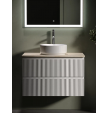 Тумба с раковиной Sancos Snob R 80 см, bianco, столешница бежевая, раковина CN5001