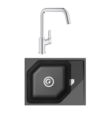 Комплект Мойка Rivelato Locus LS-65 antracite + Смеситель Grohe Eurosmart