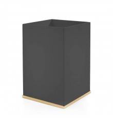 3SC Mood Deluxe Black Ведро, без крышки, 20х30х20 см, композит Solid Surface, цвет: чёрный матовый/золото 24к. . MDN65AGD