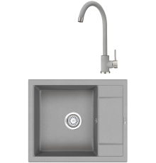 Комплект Мойка кухонная Granula 6002, базальт + Смеситель ST-4031, базальт