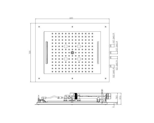 Bossini Frame Верхний душ 60х50см., потолочный, цвет: хром. HI0928.030
