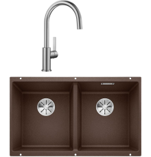 Комплект Мойка кухонная Blanco Subline 350/350-U кофе + Смеситель Candor 523120