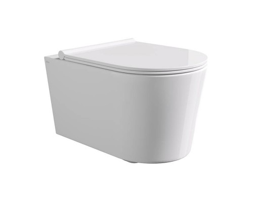 Alice Form Унитаз 50х35см., подвесной, безободковый, с сиденьем и крышкой с микролифтом, с набором для крепления, цвет: белый глянцевый. 22300101SET