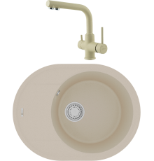 Комплект Мойка кухонная Lemark Lacha 620 9910050 бежевая + Смеситель Comfort LM3061PBG бежевый