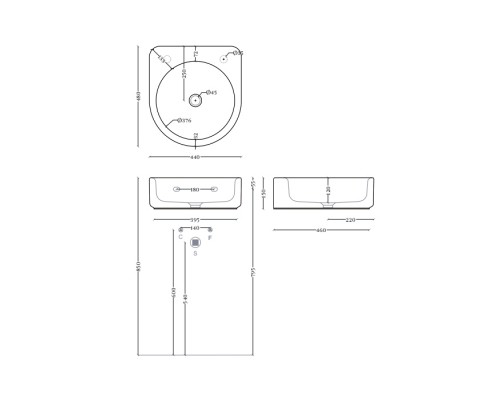 Artceram Wonder Раковина 48х44см., накладная/подвесная, 1 отв., Saniglaze, цвет: белый. WNL004 01 34