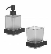 Набор Стакан WHITECROSS Cubo CU2430BL черный матовый + Дозатор CU2440BL черный матовый