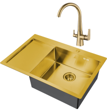 Комплект Мойка кухонная Steel Hammer SH 7851-R BRONZE бронза + Смеситель SH 819 BRONZE