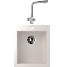 Комплект Мойка кухонная Ulgran U-404 -331 белая + Смеситель MEGA Life MG-TK06 хром