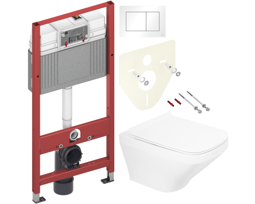 Комплект Унитаз подвесной BelBagno Sela BB3201CHR белый + Крышка BB3201SC белая + Инсталляция TECE Base 9400413 4 в 1 с кнопкой смыва Комплект Унитаз подвесной BelBagno Sela BB3201CHR белый + Крышка BB3201SC белая + Инсталляция TECE Base 9400413 4 в 1 с кнопкой смыва