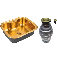 Комплект Мойка Zorg Inox PVD SZR 5848 BRONZE бронза + Измельчитель ZR-75 D BRONZE