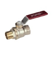 Кран шаровой полнопроходной DADO 2 В-Н компактная модель, красный рычаг, никелированный