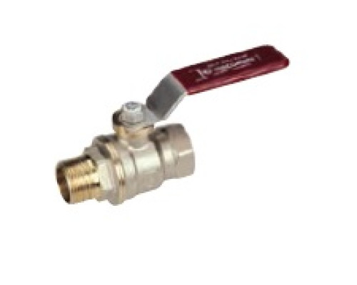 Кран шаровой полнопроходной DADO 2 В-Н компактная модель, красный рычаг, никелированный