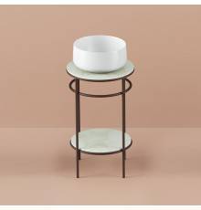 Artceram Vogue Металлическая структура Oslash;44хh72,5см, напольная, с раковиной, с мраморной столешницей и полочкой, цвет: moka/белый. COL004 01 00,  ACA058 56,  TFA011 94,  TFA012 94