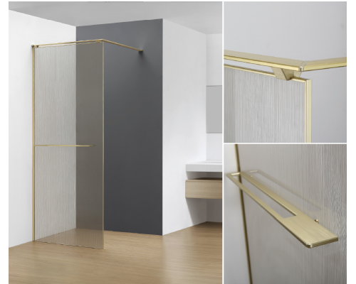 Душевое ограждение 10002000 мм, 8мм триплекслен EasyClean, цвет профиля золото шлифованное AQM3720-3-10