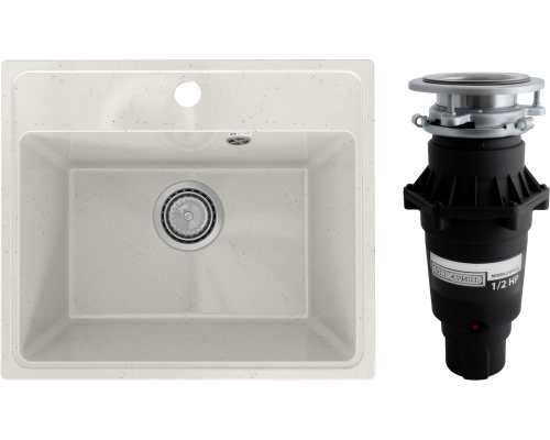 Комплект Мойка Practik PR-M 490-001 белый камень + Измельчитель Bone Crusher BC 810-SL Slim Line