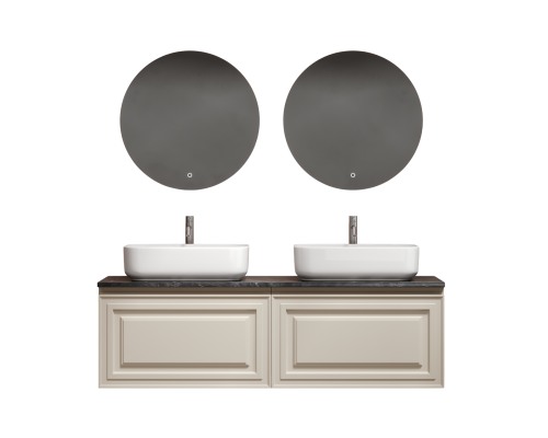 Мебель для ванной комнаты Sancos Very 160, beige soft, столешница черный мрамор TT160A1X, раковина CN5043