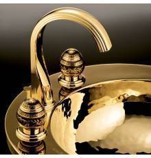 THG Marquise porcelaine noire Смеситель для раковины, 3 отв., цвет: золото/черный фарфор. A7F-F01-151