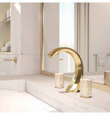THG Nihal Porcelaine Ivoire Смеситель для раковины на 3 отверстия, с донным клапаном, цвет: Soft gold. U2N-F30-151