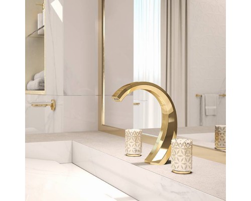 THG Nihal Porcelaine Ivoire Смеситель для раковины на 3 отверстия, с донным клапаном, цвет: Soft gold. U2N-F30-151 THG Nihal Porcelaine Ivoire Смеситель для раковины на 3 отверстия, с донным клапаном, цвет: Soft gold. U2N-F30-151