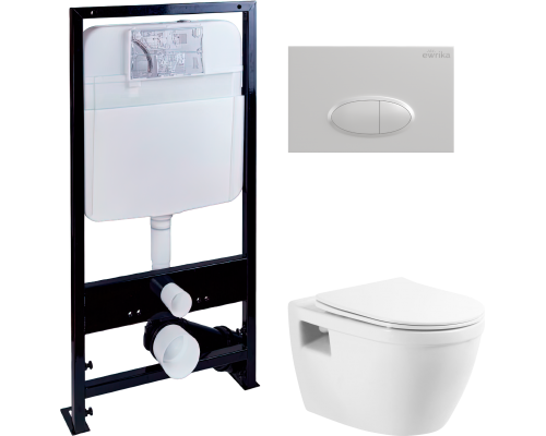 Комплект Унитаз подвесной BelBagno Loto BB070CHR/SC безободковый + Инсталляция EWRIKA ProLT 0026-2020 + Кнопка 0052 белая