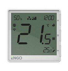 Универсальный терморегулятор WIFI (MODBUS), с возможностью подключения выносного датчика, с регулировкой скорости вентилятора, проводной, программируемый, с питанием 24 В, встраиваемый, белый