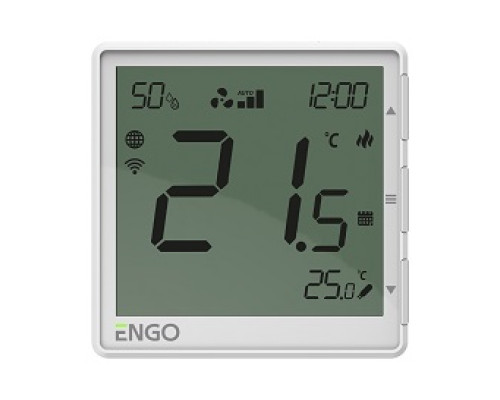 Универсальный терморегулятор WIFI (MODBUS), с возможностью подключения выносного датчика, с регулировкой скорости вентилятора, проводной, программируемый, с питанием 24 В, встраиваемый, белый