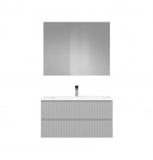 Мебель для ванной комнаты Raval Coste 100 подвесная, 2 ящика, светло-серая soft touch