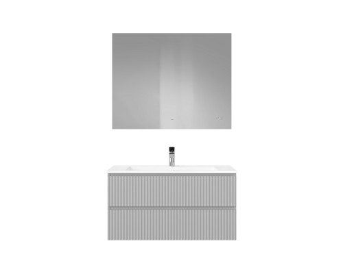 Мебель для ванной комнаты Raval Coste 100 подвесная, 2 ящика, светло-серая soft touch