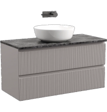 Тумба с раковиной Sancos Snob T 100 см, doha soft, столешница черный мрамор, раковина TT100A1