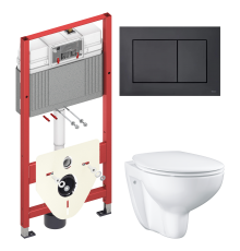 Комплект Унитаз подвесной Grohe Bau Ceramic 39351000 безободковый, альпин-белый + Инсталляция TECE Now 9400414 4 в 1 с кнопкой смыва