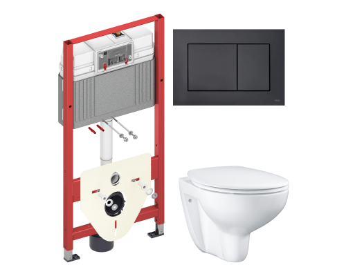 Комплект Унитаз подвесной Grohe Bau Ceramic 39351000 безободковый, альпин-белый + Инсталляция TECE Now 9400414 4 в 1 с кнопкой смыва