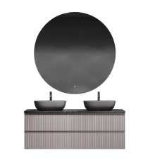 Мебель для ванной комнаты Sancos Snob R 140, doha soft, столешница черный мрамор TT140A1X, раковина CN6009MH