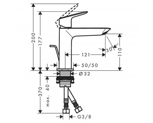 Hansgrohe Logis Смеситель для раковины, на 1 отв., с донным клапаном, цвет: хром. 71251000 Hansgrohe Logis Смеситель для раковины, на 1 отв., с донным клапаном, цвет: хром. 71251000