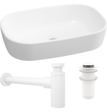 Комплект Раковина Lavinia Boho Bathroom Sink 33311002 + Донный клапан Wellsee Drainage System 182138000 матовый белый + Сифон 182108000 белый