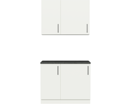 Кухонный гарнитур Domaci Болонья 160 см, фасад белый, ручка черная, столешница луна KUH-708204