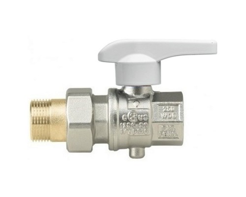 Затвор дисковый Rubinetterie Bresciane Eurofly 1/2  ВР/НР с накидной гайкой с белой рукояткой. 60050104